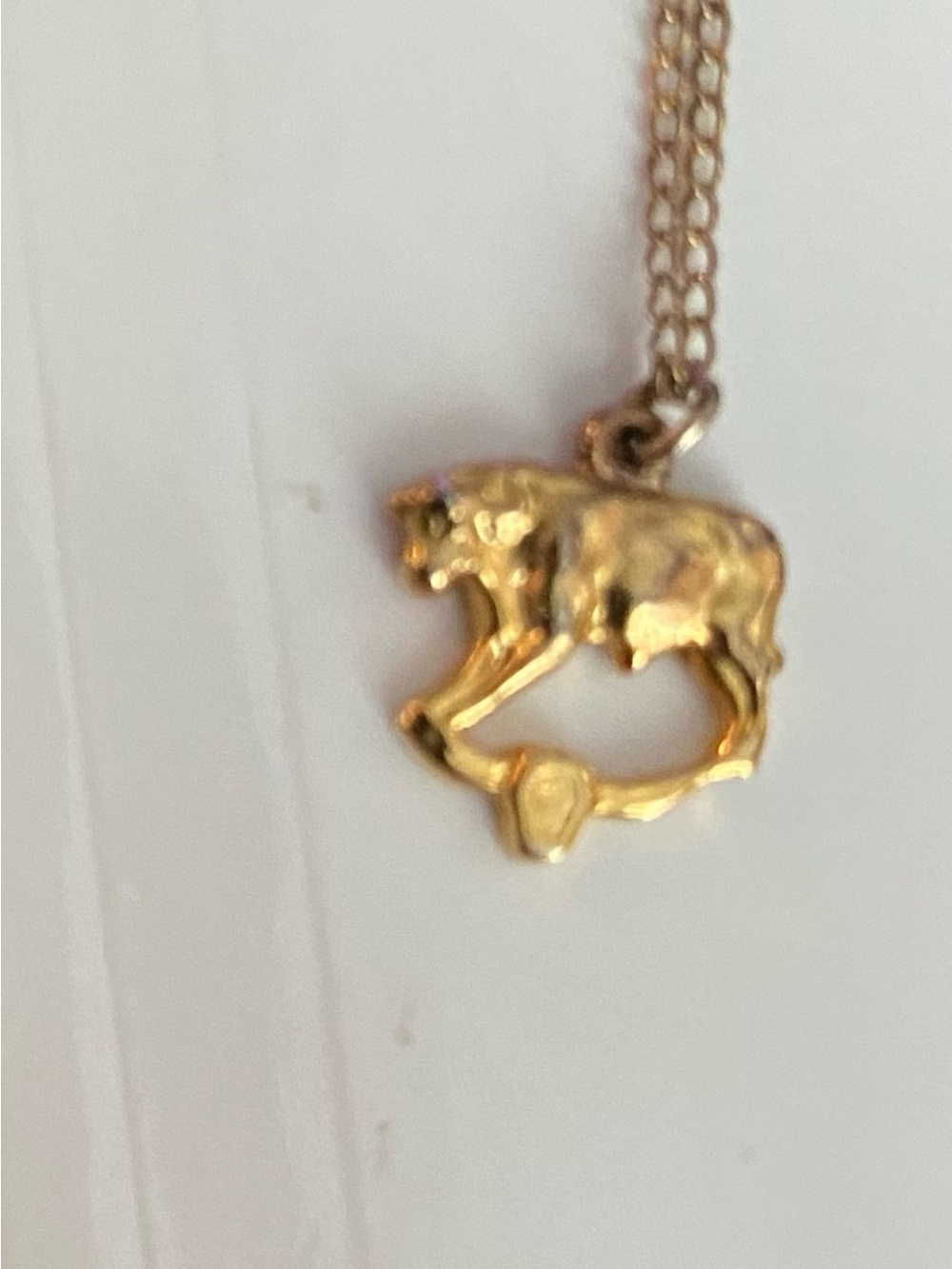 VINTAGE Gold-tone Bull Pendant Necklace - Women's Jewelry